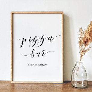 Poster Enseigne de bar à pizza de mariage de calligraphie