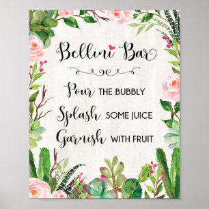 Poster Enseigne de bar Bellini Fiesta Cactus Baby Shower