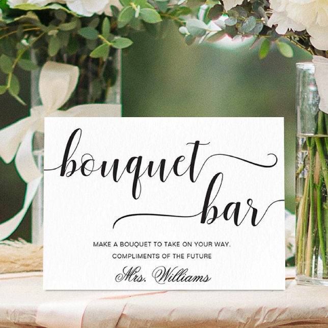 Poster Enseigne de bar de bouquet minimal moderne Leyton (Bouquet Bar Sign Leyton )