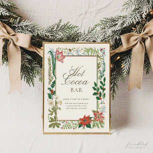 Poster Enseigne de bar de chocolat chaud de Noël botaniqu