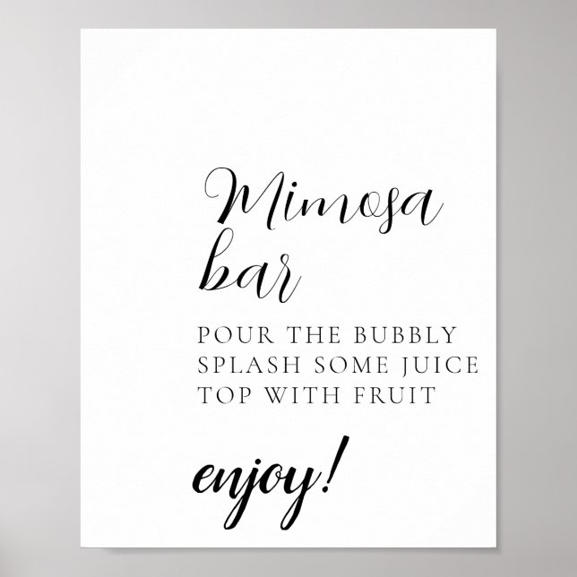 Poster Enseigne de bar Mimosa à script minimal (Devant)