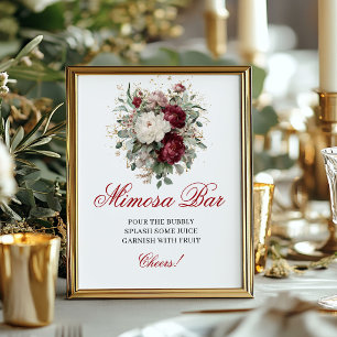 Poster Enseigne de bar Mimosa Burgundy Blush charmant 20x