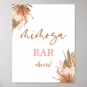 Poster Enseigne de bar Mimosa en palmes séchées en terre 