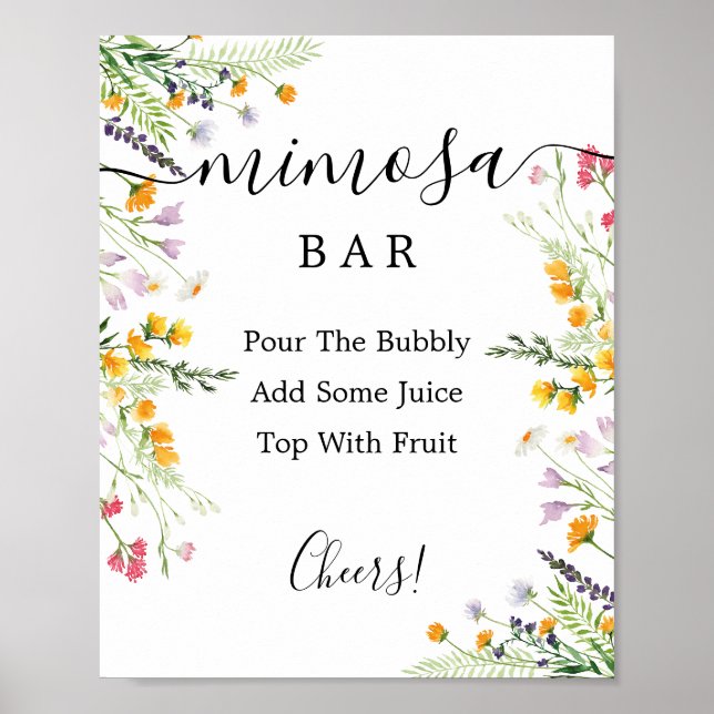 Poster Enseigne de bar Mimosa Fleurs sauvages (Devant)