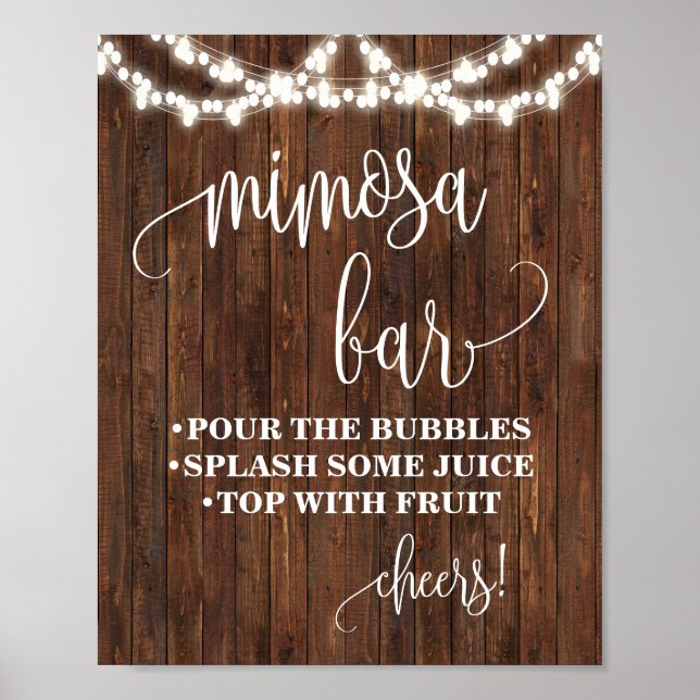 Poster Enseigne de bar Mimosa Réception de mariage wester (Devant)