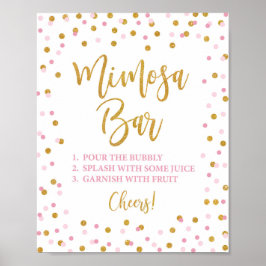 Poster Enseigne de bar Mimosa Rose & Paillettes de confet