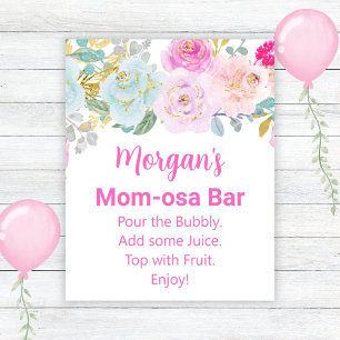 Poster Enseigne de bar Mom-osa pour Baby Shower Fille Fle