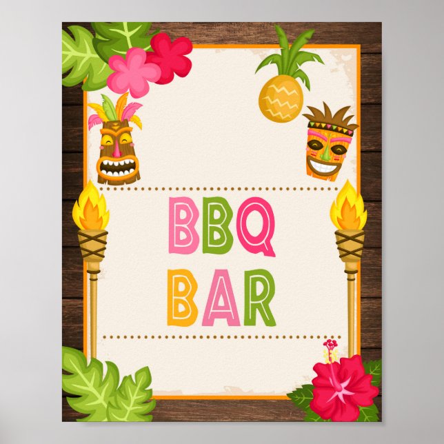 Poster Enseigne de barbecue luau (Devant)