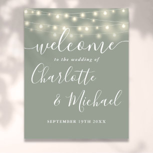Poster Enseigne de bienvenue de mariage avec guirlandes v