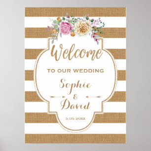 Poster ENSEIGNE DE BIENVENUE Mariage Fleurs Rustiques Toi