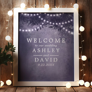 Poster Enseigne de bienvenue Mariage Lumières d'Arbre Rus