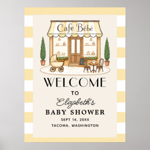 Poster Enseigne de bienvenue pour Baby Shower Bébé Café F