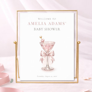 Poster Enseigne de bienvenue pour Baby Shower fille Rose