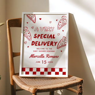 Poster Enseigne de bienvenue pour pizza rouge italienne d