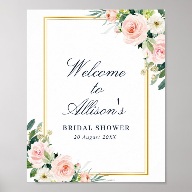 Poster enseigne de bienvenue pour une baby shower élégant (Devant)