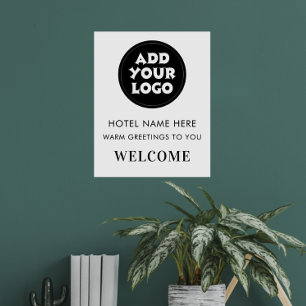 Poster Enseigne de bienvenue simple pour hôtel avec logo 
