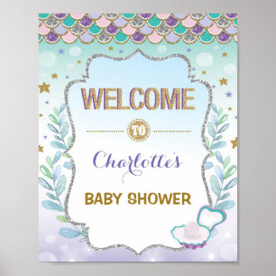 Poster Enseigne de bienvenue Sirène Baby Shower Décoratio