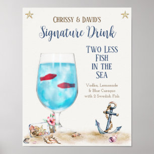 Poster Enseigne de boisson signature Deux poissons de moi