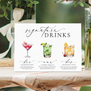 Poster Enseigne de boissons à signature minimaliste moder