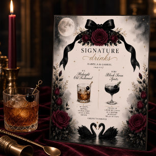 Poster Enseigne de boissons de luxe gothique à nœud noir 