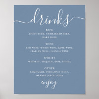Enseigne de boissons de mariage bleu poussiéreux s