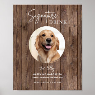 Poster Enseigne de boissons de mariage de chien imprimabl