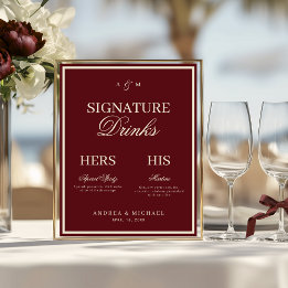 Poster Enseigne de boissons de signature Bourgogne & Ivoi