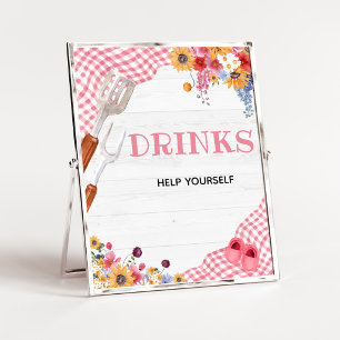 Poster Enseigne de boissons pour Baby Shower Pink Barbequ