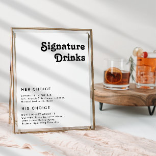 Poster Enseigne de boissons signature avec lettrage rétro