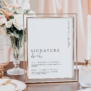 Poster Enseigne de boissons signature moderne et minimali