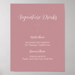 Poster Enseigne de boissons signature ROE rose et blanc