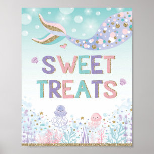 Poster Enseigne de bonbons Sirène Sweet Treats sous la me