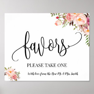 Poster Enseigne de cadeaux de mariage bohème chic rose