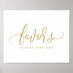 Poster Enseigne de cadeaux de mariage - Bounce Script (Or
