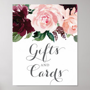 Poster Enseigne de cadeaux et cartes bordeaux Blush