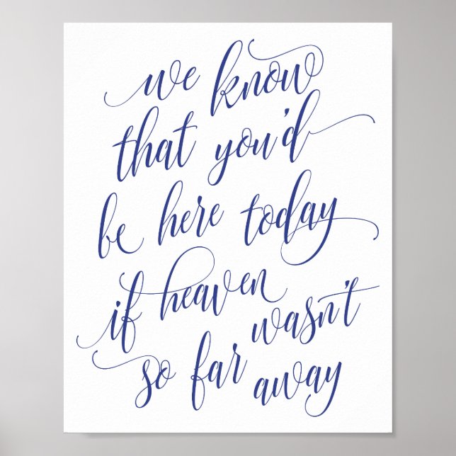Poster Enseigne de calligraphie de luxe en souvenir (Bleu (Devant)