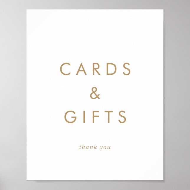 Poster Enseigne de Cartes et Cadeaux de Typographie Gold  (Devant)