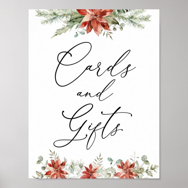 Poster Enseigne de cartes et cadeaux de verdure hivernale (Devant)