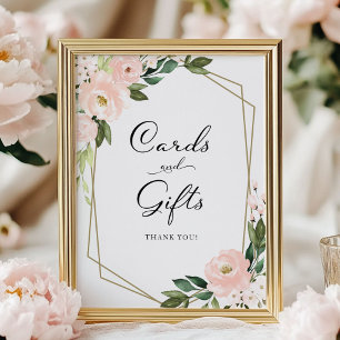 Poster Enseigne de Cartes et Cadeaux Géométriques en Or à