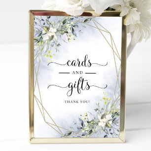 Poster Enseigne de Cartes et Cadeaux Géométriques Verdure