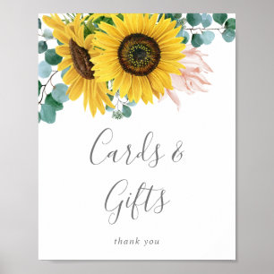 Poster Enseigne de Cartes et Cadeaux Tournesol Eucalyptus