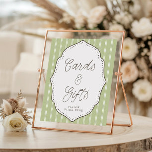 Poster Enseigne de Cartes et Cadeaux Vintage Green Stripe