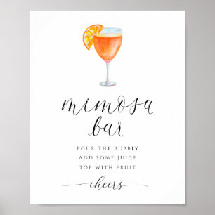 Poster Enseigne de cocktail Mimosa pour la fête de mariag