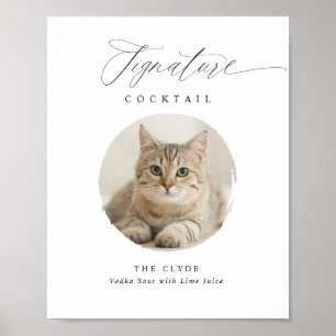Poster Enseigne de cocktail signature élégante de mariage