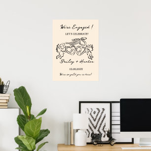 Poster Enseigne de couple de fiançailles personnalisée et