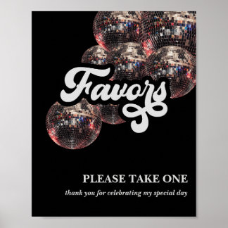 Poster Enseigne de faveur boule à facettes Disco des anné