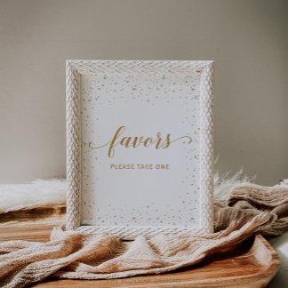 Poster Enseigne de Faveurs d'Anniversaire Confettis Dorés