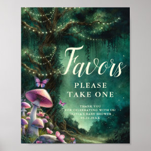 Poster Enseigne de Faveurs de Bébé Fête de la Forêt Encha