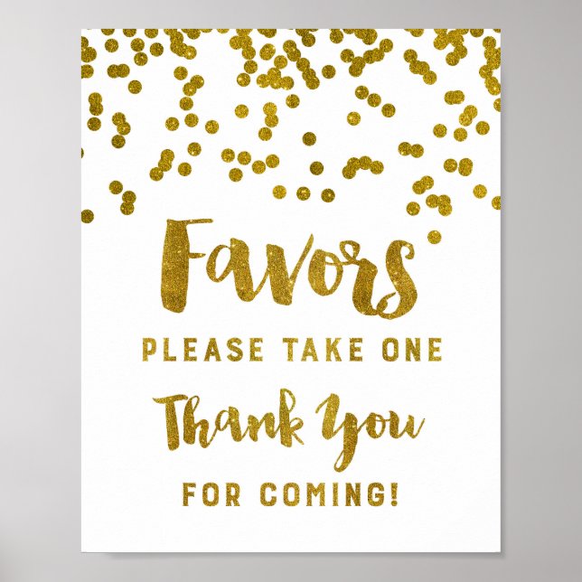 Poster Enseigne de Faveurs de Confettis Dorés Merci d'êtr (Devant)