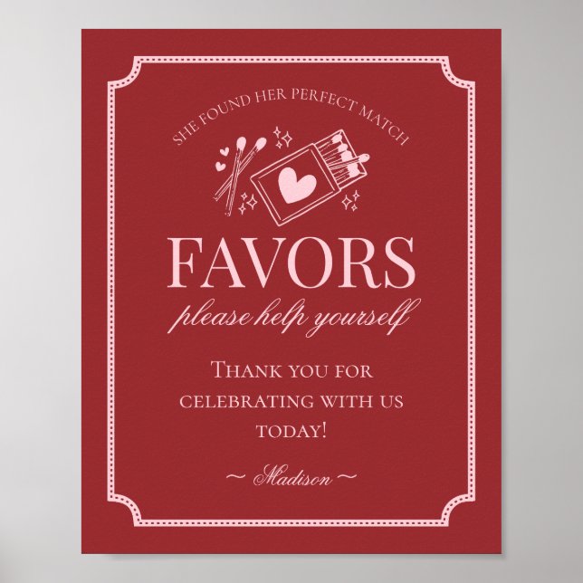 Poster Enseigne de Faveurs de Mariage Parfaite Matchbox p (Devant)